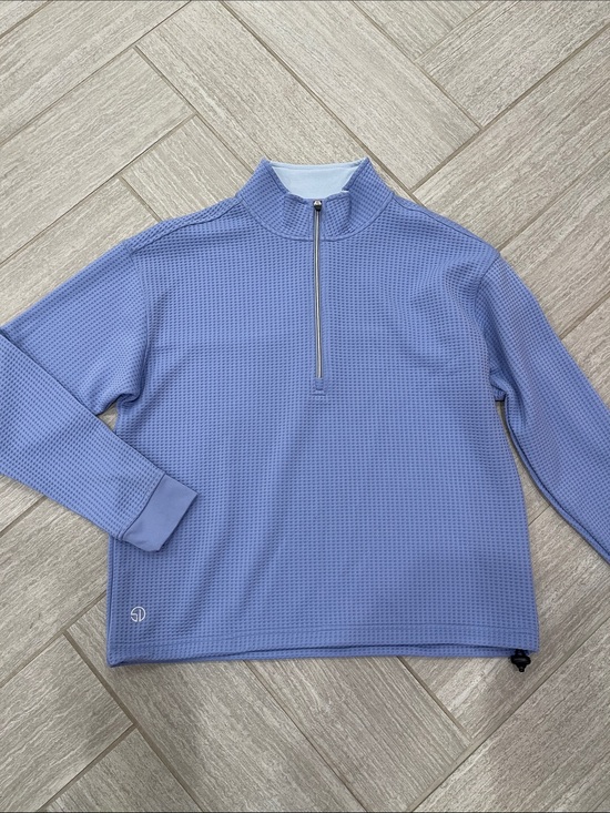 Straight Down Tops - Women’s Straight Down  Half-Zip Waffle Knit Pullover Sweater - Lavender Blue